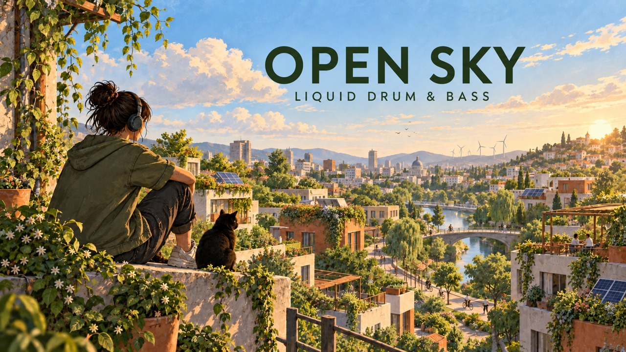 Open Sky: a sunlit rooftop overlooking a green neighborhood